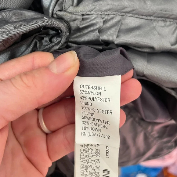 Zara Down Blend Puffer Turtleneck Belted Winter Coat  Jacket Silver Grey Medium - Picture 5 of 5